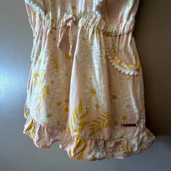 Toddler Girl's 4T Tahari Floral Romper Peach Pink Summer Cute Ruffles - Picture 5 of 8